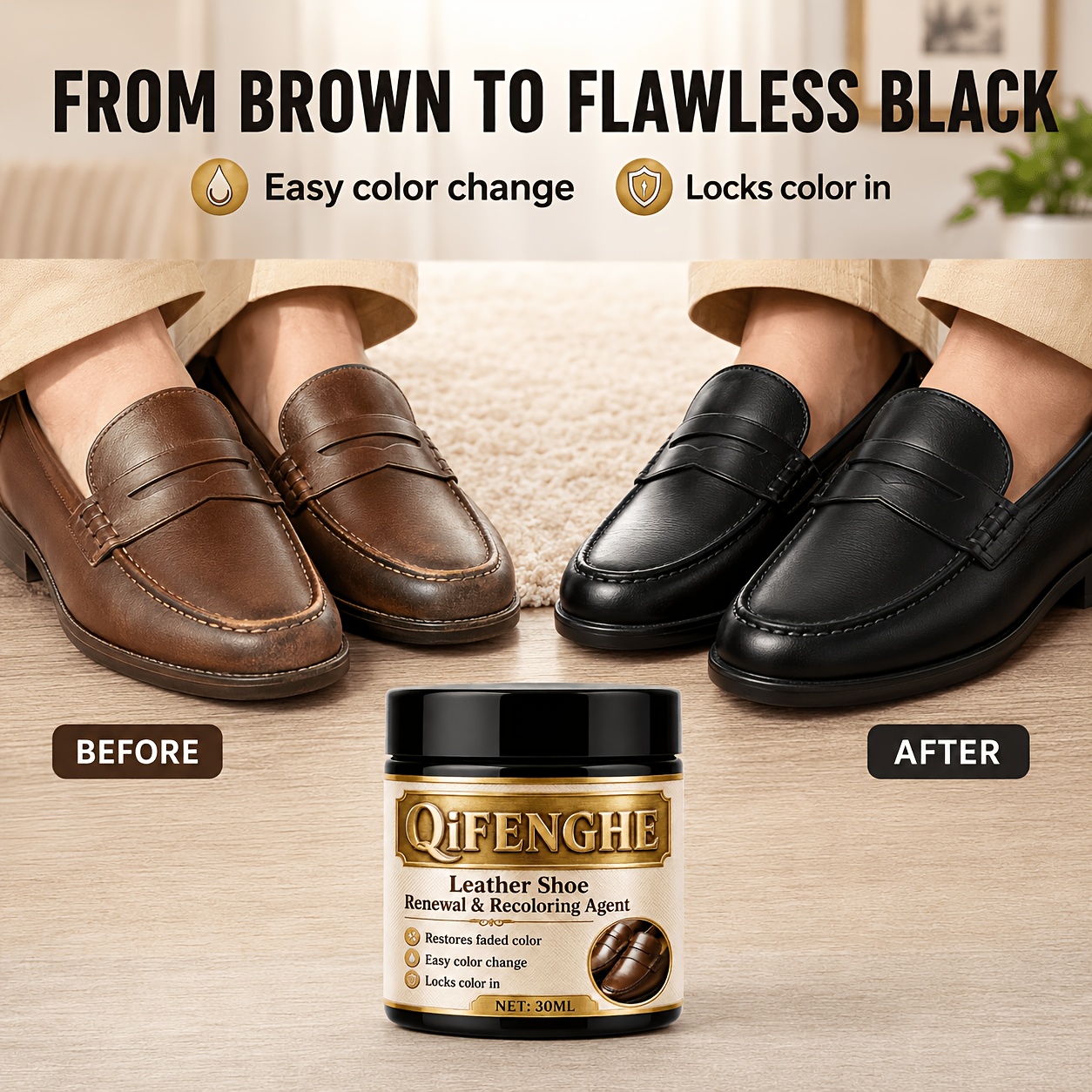 Leather Shoe Renewal Recolorin - đánh giá và giá Shoe Polish Cream